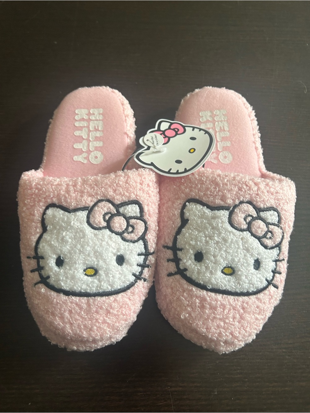 NWT Hello Kitty Pink Fuzzy Slippers girls size 13